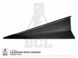 Carbon fiber side canard on a white background with BCL branding.